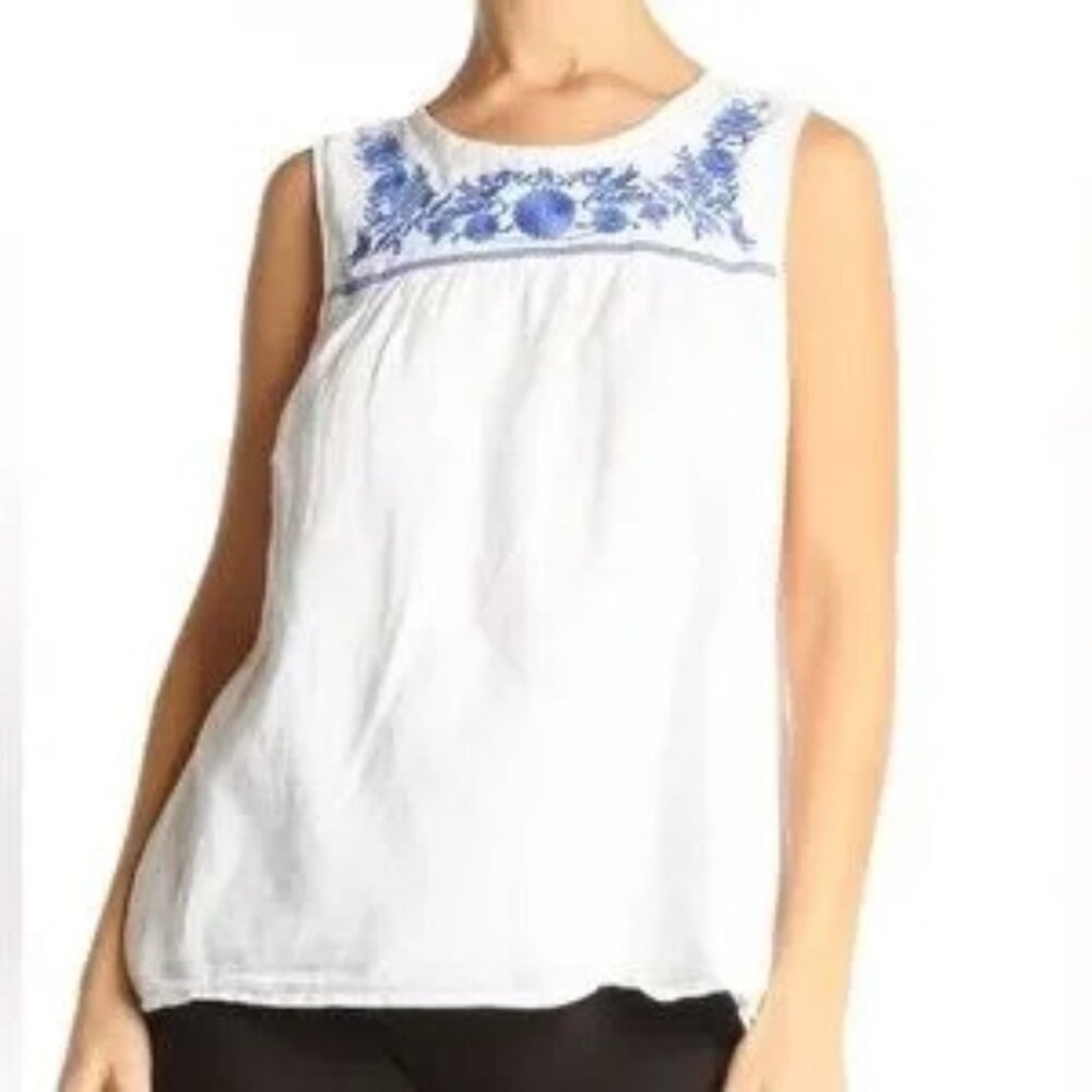 NWT J Crew Factory Embroidered Cotton-Linen Shell Size 6